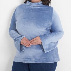 Lane Bryant Classic Mock Neck Velvet Ribbed Top 18/20